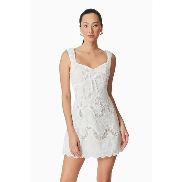 ELLIATT Eliza Mini Dress in White Bachelorette Bridal Shower size S   NWOT - Picture 3 of 6